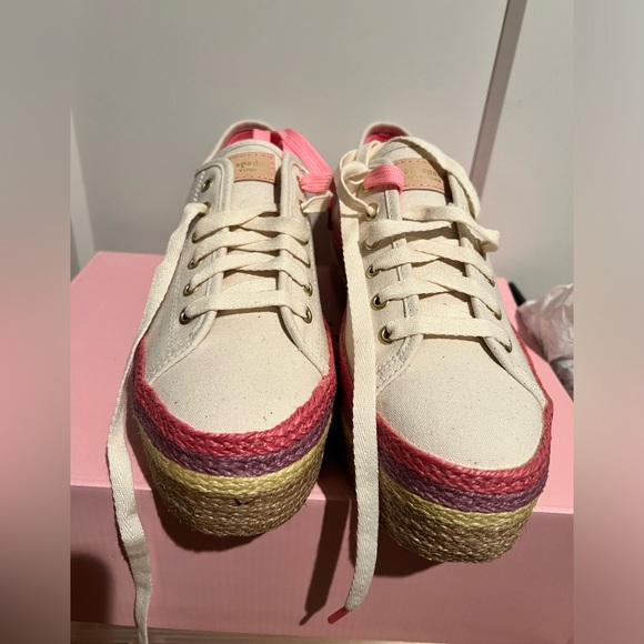 BNIB Kate Spade x Keds espadrille canvas platform sneakers 8.5 - Picture 8 of 10